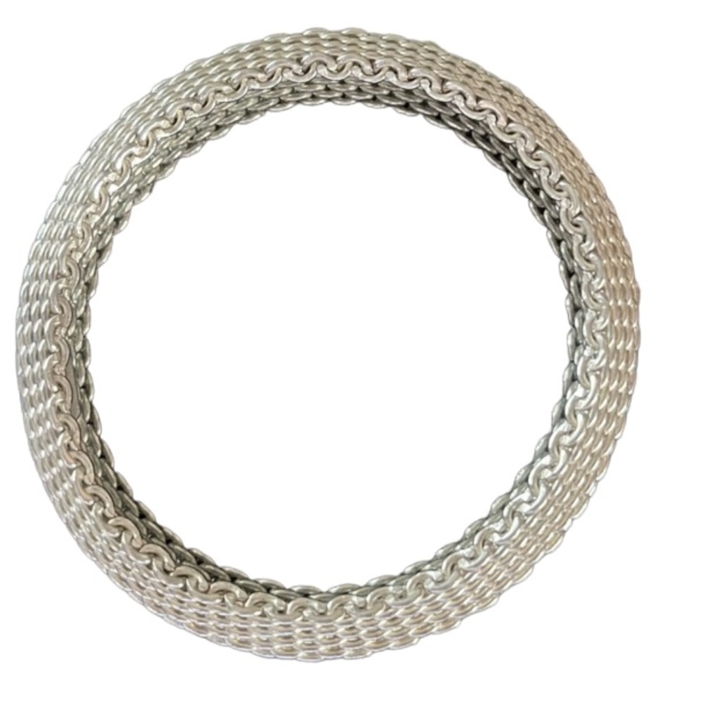 STERLING SILVER LUXURY LARGE BOLD MESH BRACELET - Picture 2 of 8
